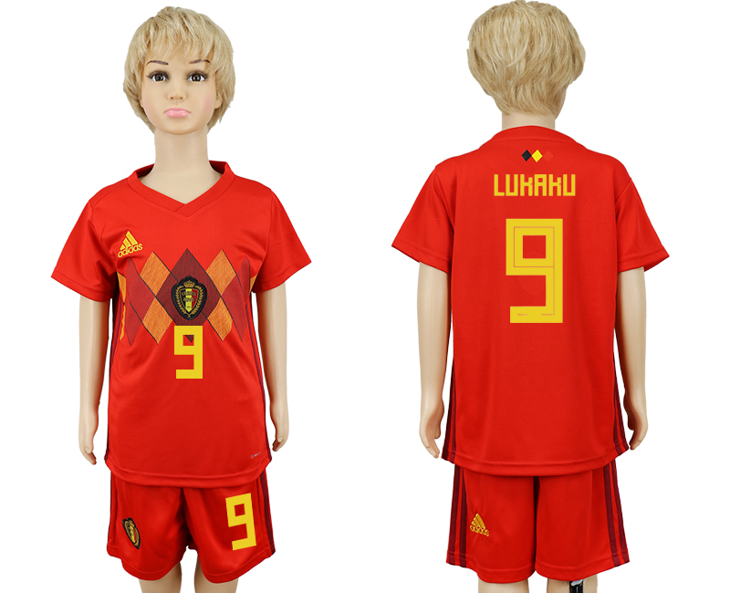2018 World Cup Children football jersey BELGIUM CHIRLDREN #9 LUK